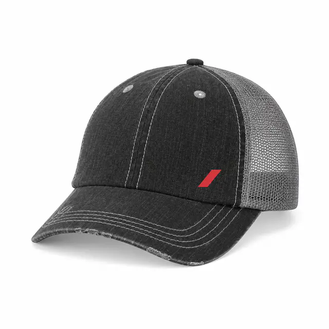 Valucap VC990 Contrast-Stitch Mesh Cap — unstructured 6-panel low-profile crown with pre-curved bill