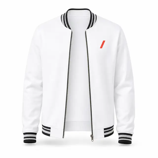 Print-on-demand varsity jacket - knit-specific construction recorded