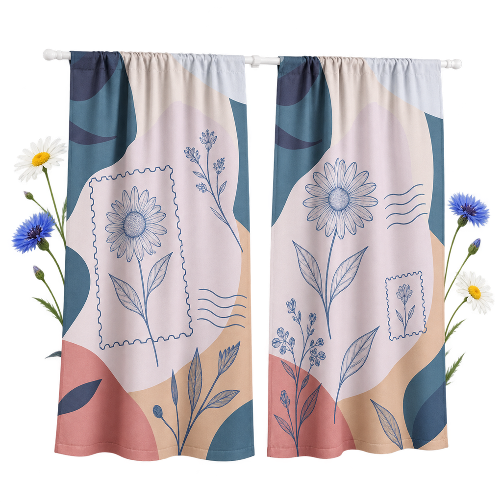 Window Curtain, a textile panel hung at a window, with polyester construction