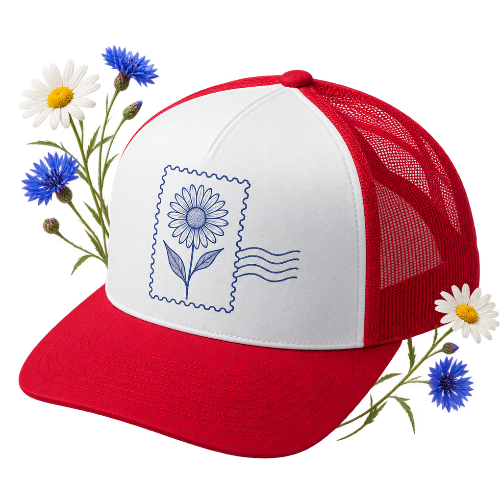 Yupoong 6006 with a structured, high-profile and 5-panel crown and flat brim