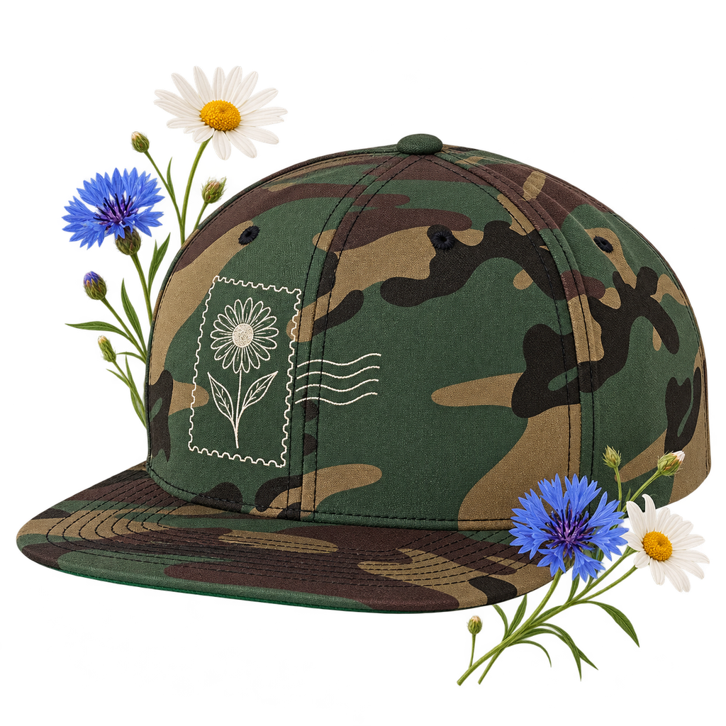 Yupoong 6089CM YP Classics Premium Snapback Camo Cap — structured six-panel crown, high profile and flat brim